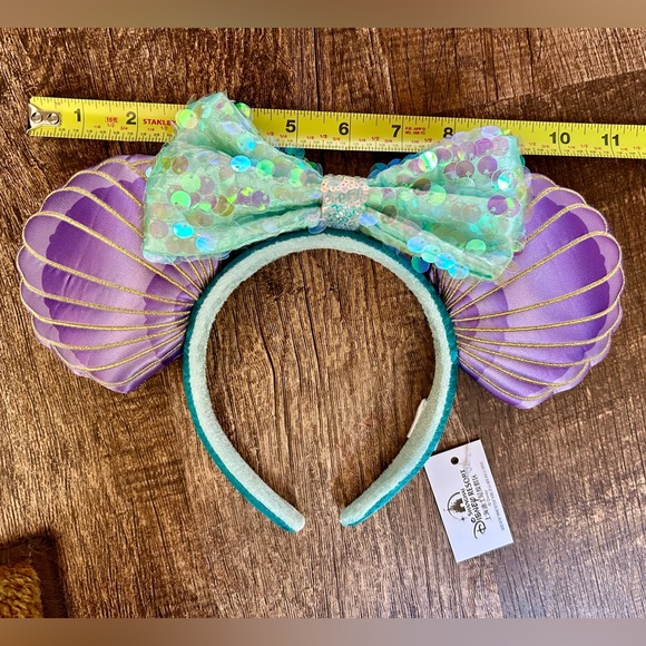 2⚡️'s/$55- Disney Parks Mermaid Ariel Purple Iridescent Minnie Ears HeadbandNWT - Picture 13 of 13